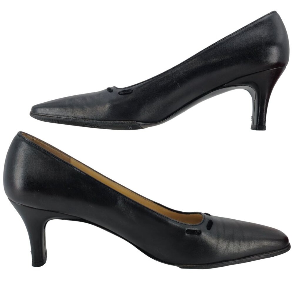 Vintage Salvatore Ferragamo Classic Black Leather Dress Heels Pump Women 8.5AAAA - Picture 8 of 15